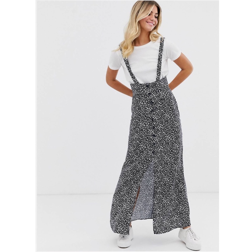 ASOS Design Mono Print City Maxi Pinfaore Skirt